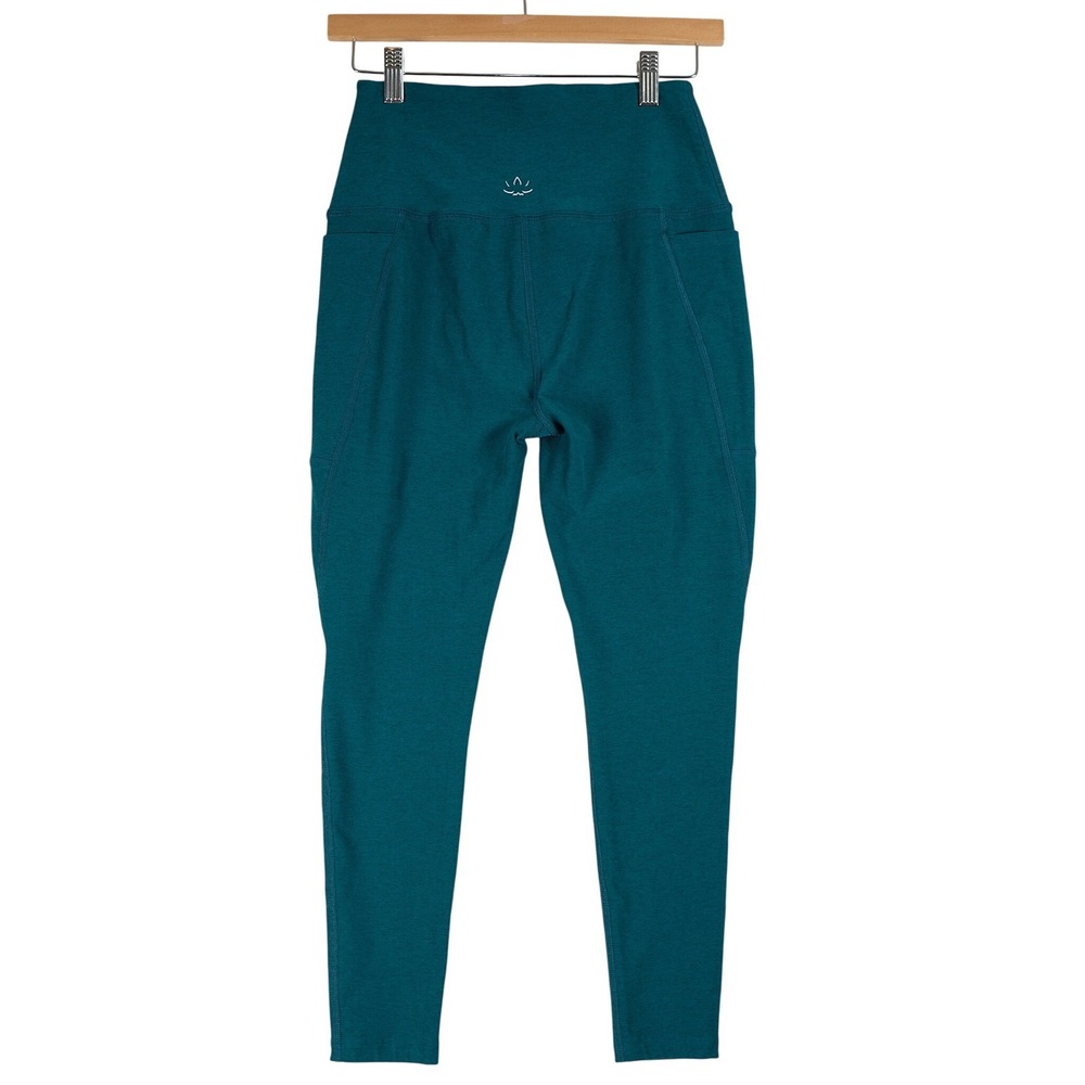 Beyond Yoga Leggings High Waisted Pocket Teal Green Size L Made in USA - Picture 3 of 9